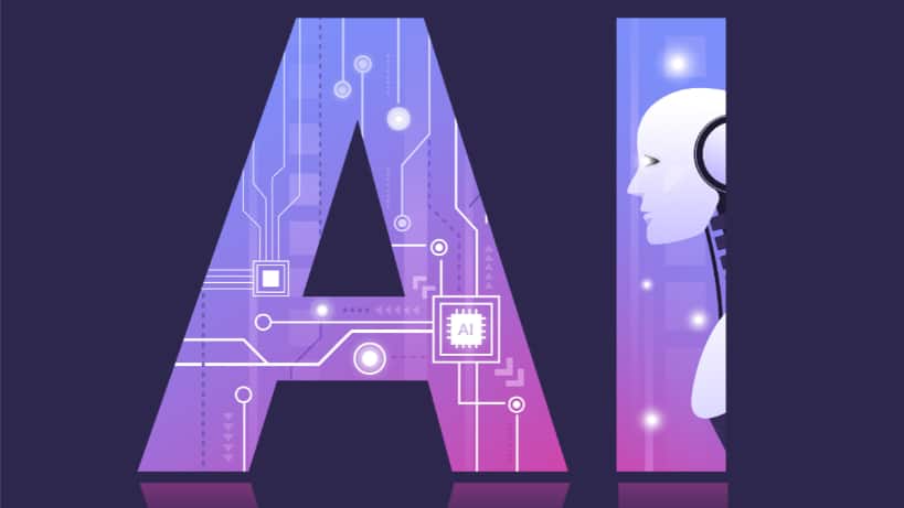 Illustration symbolizing the rise of artificial intelligence, featuring a humanoid robot integrated within the letters "AI" and futuristic circuit patterns—representing the growing fusion of technology and human-like intelligence.