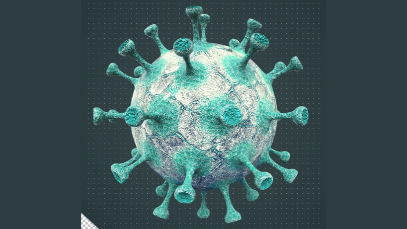A digitally rendered image of a virus particle, symbolizing global health threats and ongoing disease surveillance efforts.